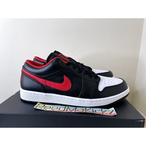 Jordan 1 Low Black Fire Red White Toe Mens Sizes 553558 063 - Picture 3 of 5